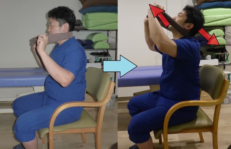 首のタオルストレッチ